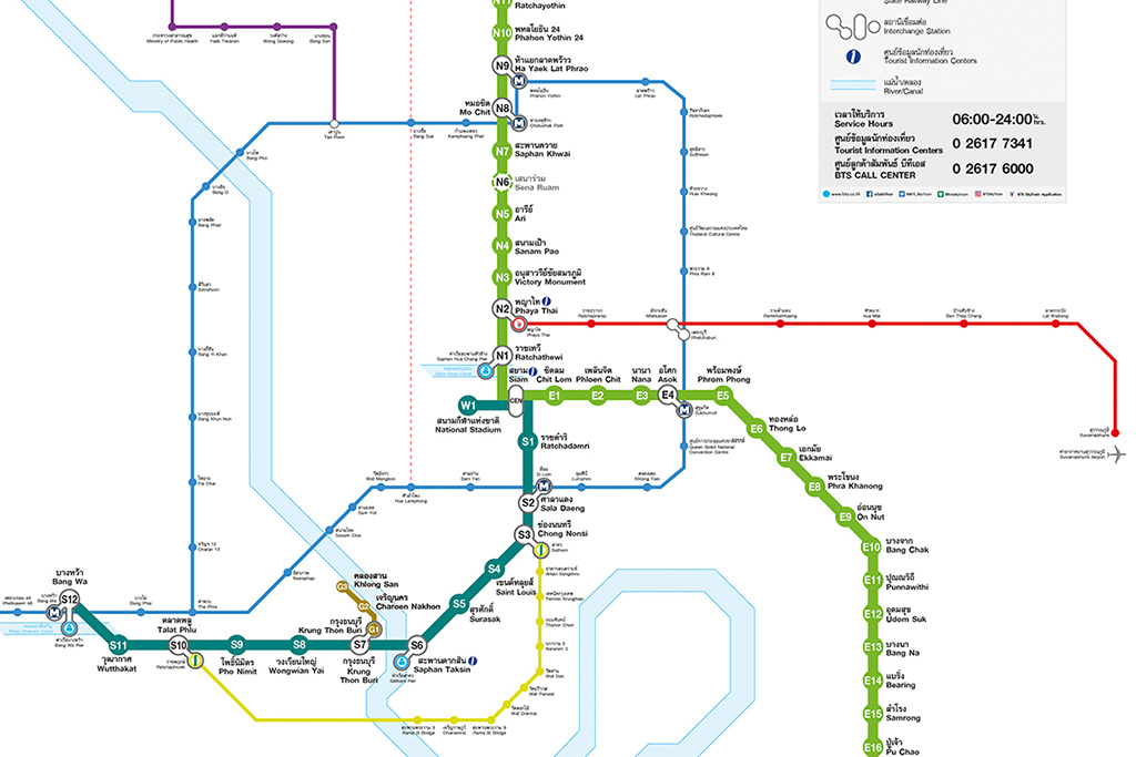 El mapa del transporte publico de Bangkok